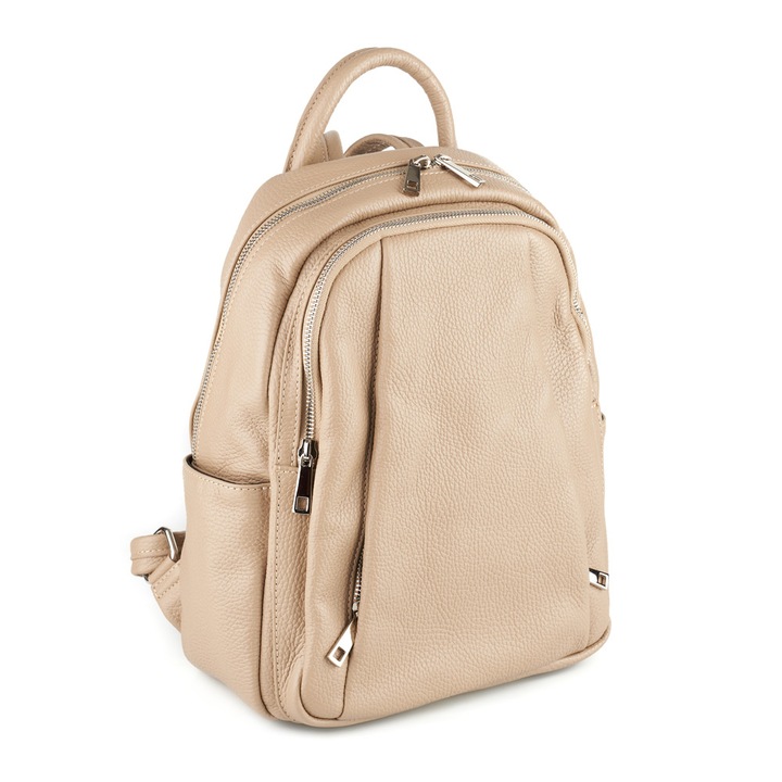 Rucsac Chelsea, din piele naturala 100% bej deschis, 8087