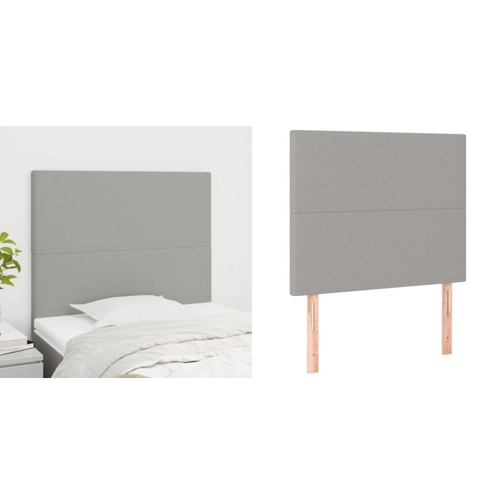 Tablii de pat, 2 buc, gri deschis, 100x5x78/88 cm, textil