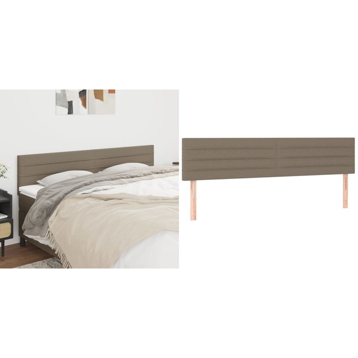 Tablii de pat, 2 buc, gri taupe, 100x5x78/88 cm, textil