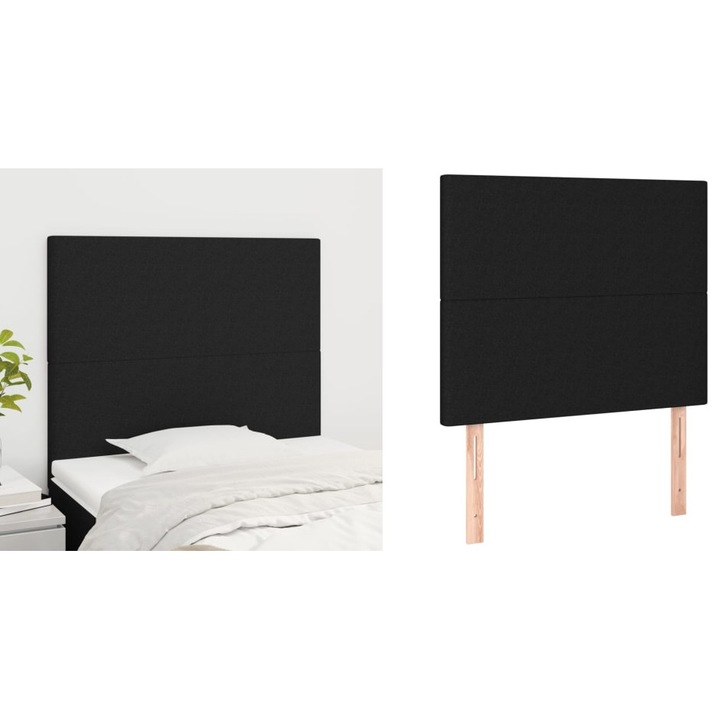 Tablii de pat, 2 buc, negru, 100x5x78/88 cm, textil