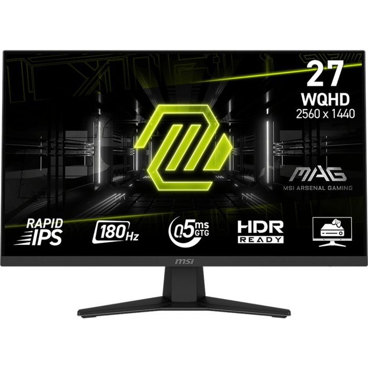 Játékmonitor MSI MAG 274QF, IPS, WQHD, 2560 x 1440, HDMI, DisplayPort, 180 Hz, 0.5 ms, Fekete