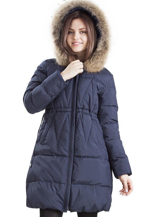 Jacheta matlasata Perso, cu blana, poliester, bleumarin, Bleumarin