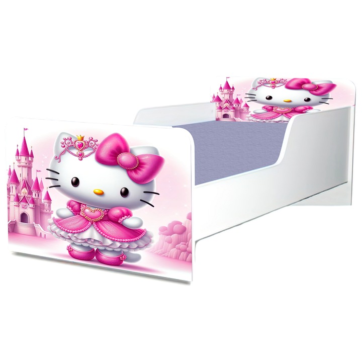 Pat Hello Kitty, Patolino, roz, 130x60 cm, cu protectie si saltea inclusa