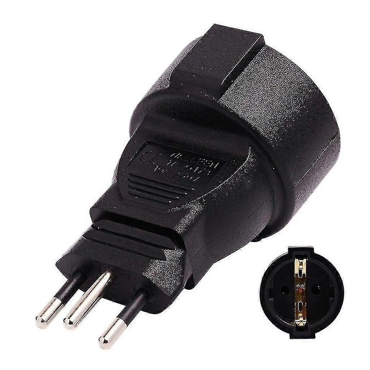 Adaptor de alimentare Swiss 3pin la EU 2pin, 16A, 250V