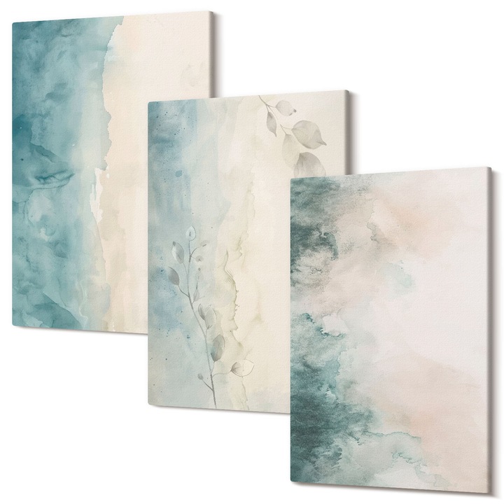 Tablouri modulare perete, Wallfluent, Minimalism panza acuarela, 3 piese, 3x40x60 cm, Decorativ, Modern, 040030010480000288907