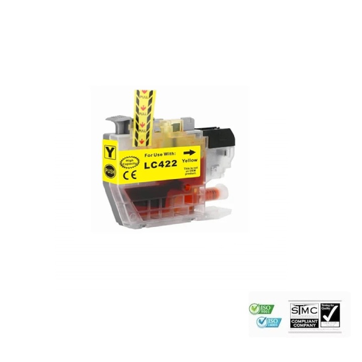 Kompatibilis tintapatron Brother LC 422XL LC422XL LC-422XL, sárga, 18 ml, Brother MFC-J5340DW MFC-J5345DW MFC-J5740DW MFC-J6540DW MFC-J6940DW