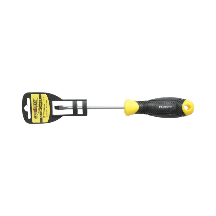 Crownman professzionális Cr-V laposfejű csavarhúzó 5x100mm mágneses heggyel