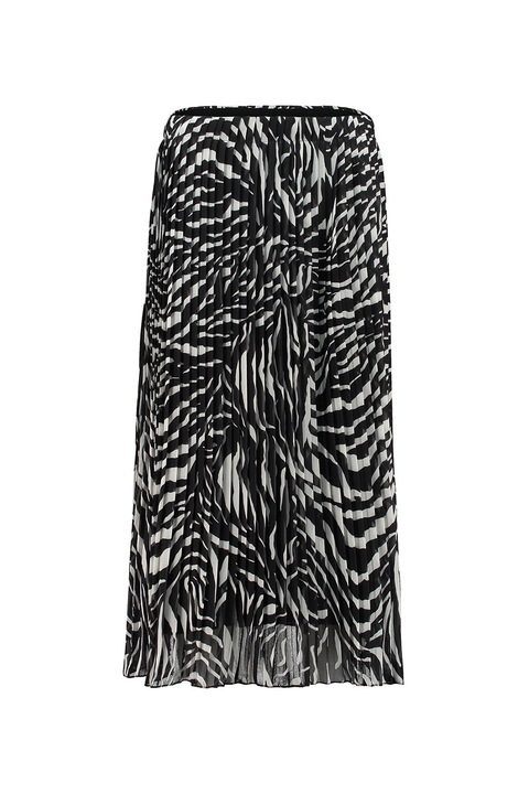 Zabaione, Fusta midi cu pliuri, Alb/Negru stins