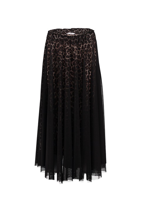 Zabaione, Fusta midi cu animal print, Maro inchis/Negru/Maro nisip, XL