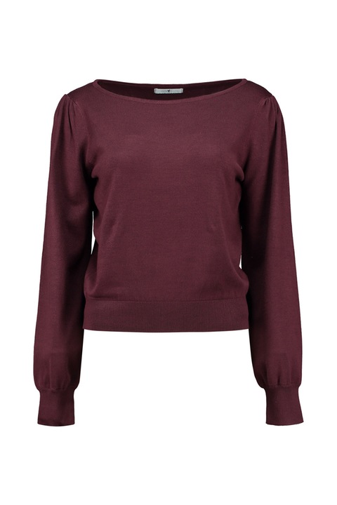 Hailys, Pulovder cu decolte barcuta, Visiniu, XL