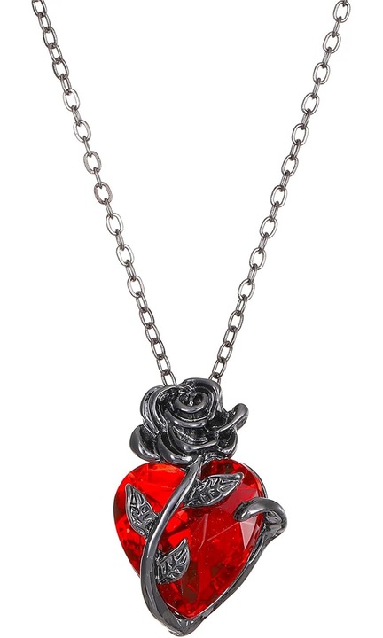 Gótikus női nyaklánc, fekete, rózsa és szív dizájn, vintage ékszerek, szett