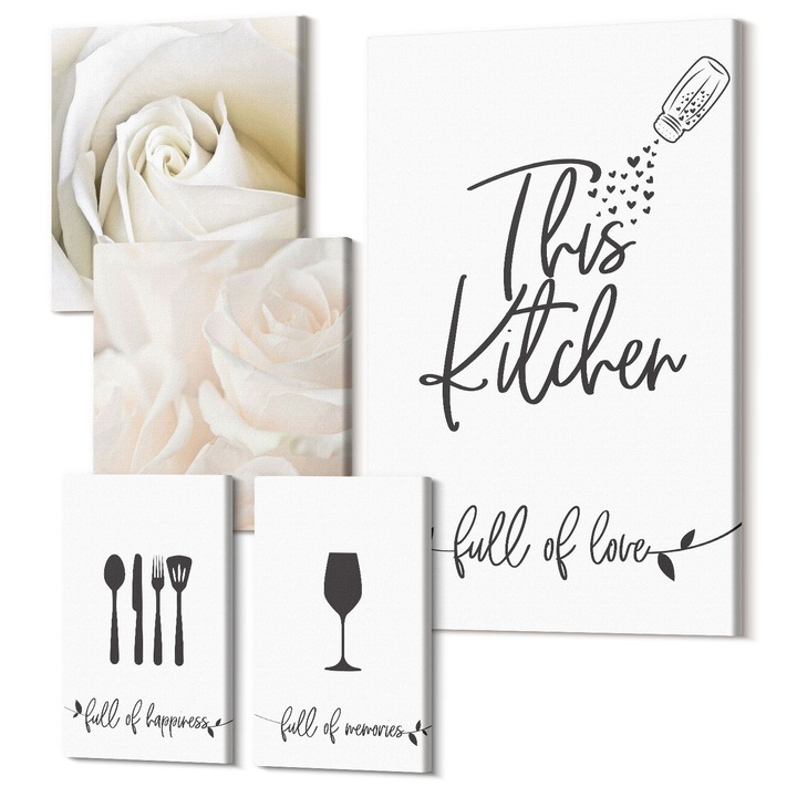 Decor perete tablouri, Wallfluent, Modele geometrice Bauhaus, 5 piese, (2x20x30 + 2x30x30 + 40x60 cm), Decorativ, Modern, 040030010500000288181