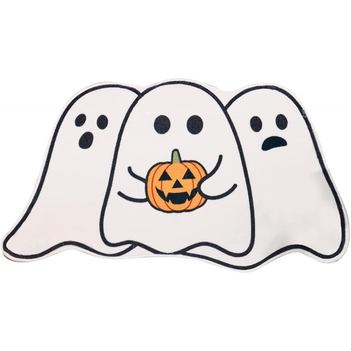 Halloween bejárati szőnyeg, szellem és tök design, 40x60cm, csúszásgátló, nedvszívó