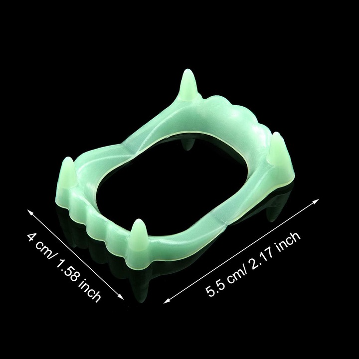 Комплект 50 светещи вампирски зъби за Хелоуин, пластмаса