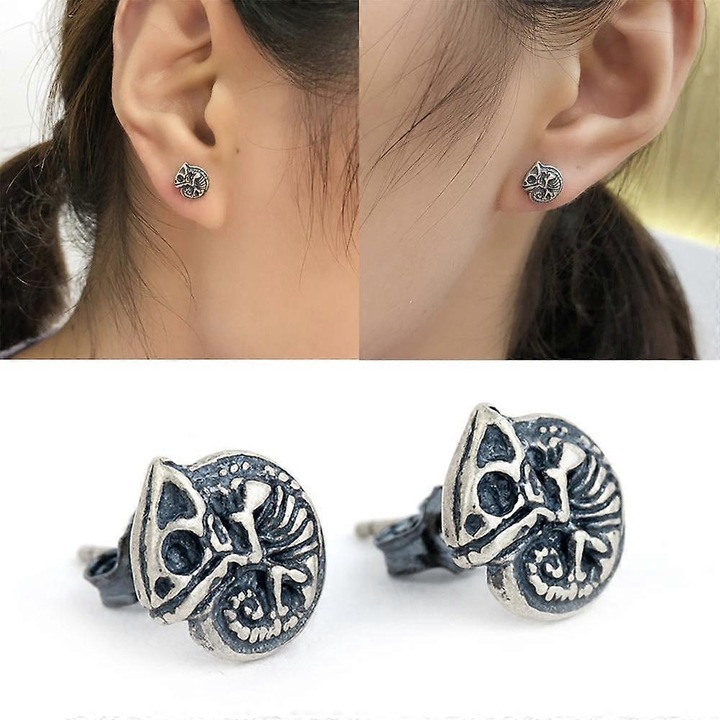 Cercei stud sarpe din argint 925, hipoalergenici, 8x9mm