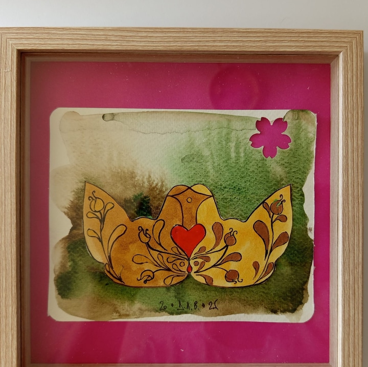 Tablou mic original roz