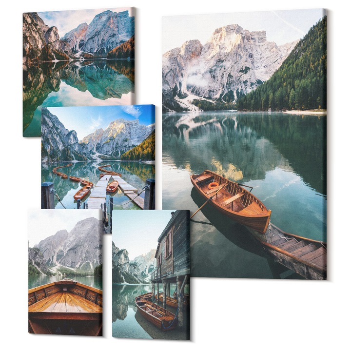 Tablouri modulare perete, Wallfluent, Bucatarie flori delicate de trandafir, 5 piese, (2x20x30 + 2x30x30 + 40x60 cm), Decorativ, Modern, 040030010500000288467