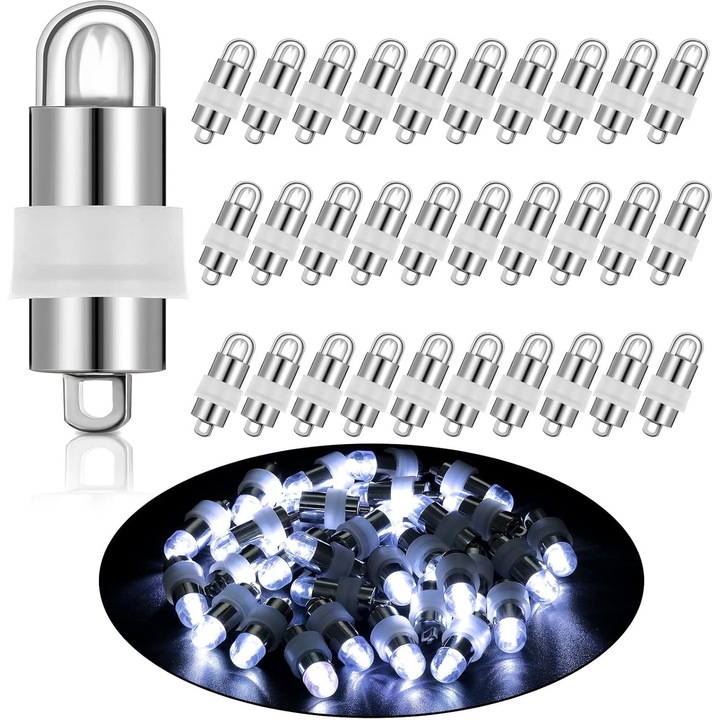 30 db LED-es lufi világítás, hideg fényű, mérete 1.5x3.7cm, vízálló