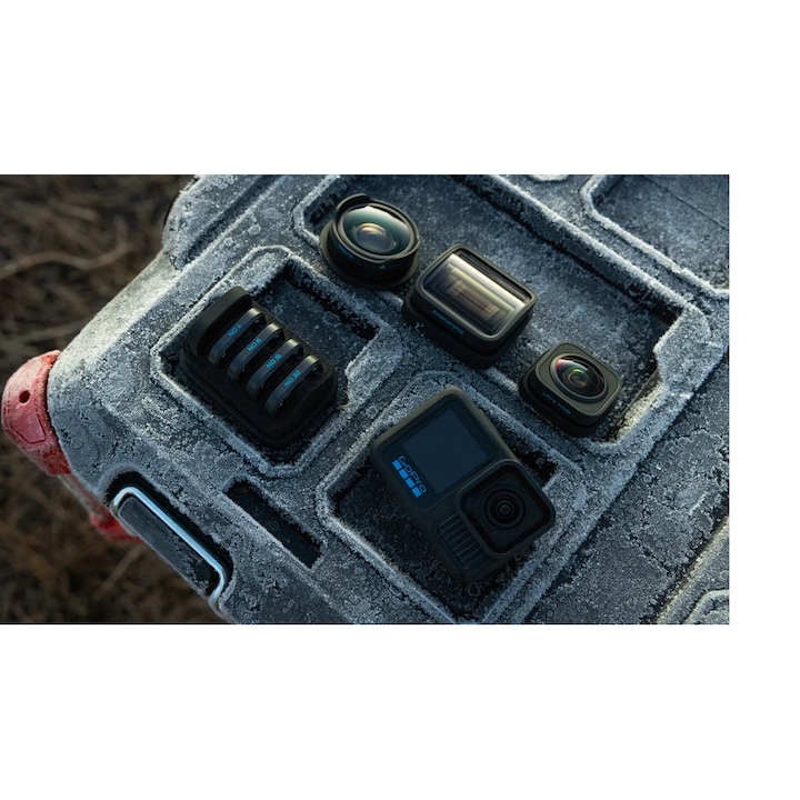 Camera video de actiune GoPro HERO13 Black Bundle HB-Series Lens Collection, 27MP, 5.3K, Ecran tactil 2.27", Stabilizare HyperSmooth 6.0, TimeWarp 3.0, Wi-Fi, Bluetooth, Control vocal, ND4, ND8, ND16 + ND32 Negru