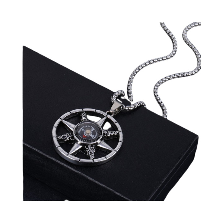 Colier gothic pentru barbati, lant din inox, design punk rock, 3mm latime, 22 inch, negru