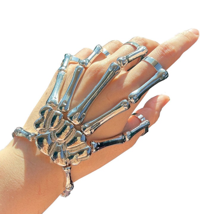 Bratara schelet din aliaj, argintie