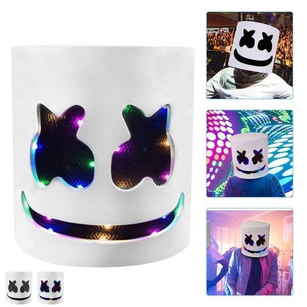 ASSURAN Mellow Mask L 280g×２ Masca LED Marshmallow pentru Halloween, 4 moduri de iluminare, Alb