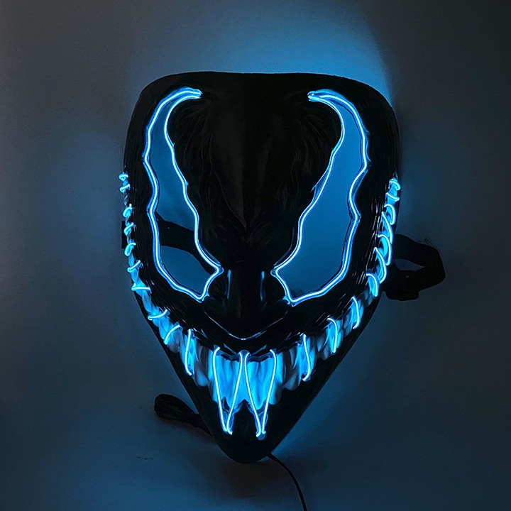 Masca de Halloween LED cu efecte de iluminare, unisex, dimensiune unica, design cu colti si aripi de liliac