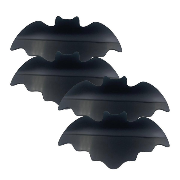Set suporturi bauturi acrilice Halloween, 4 bucati, forma de lilieci, negru