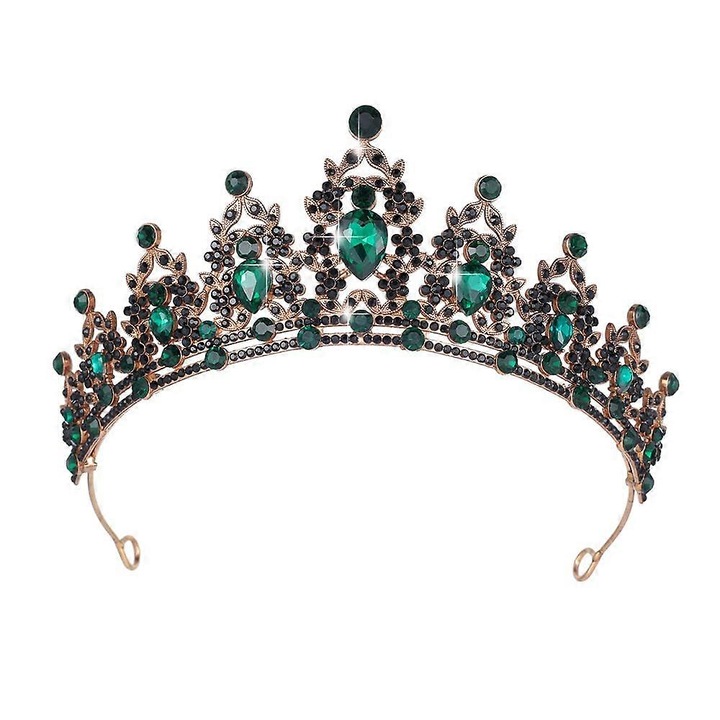 Tiara regala, neagra si verde, dimensiuni 13-15x6 cm, set pentru evenimente speciale