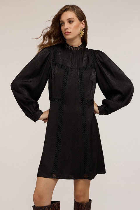 MOTIVI, Rochie lejera cu guler scurt, Negru