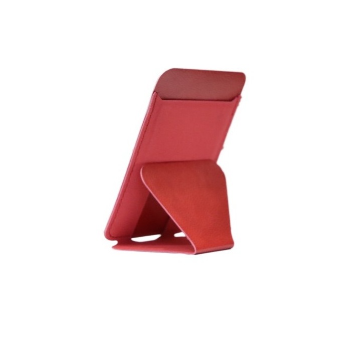 Mágneses bőrtok telefonhoz, piros, kártyanyílásokkal, állvány funkcióval