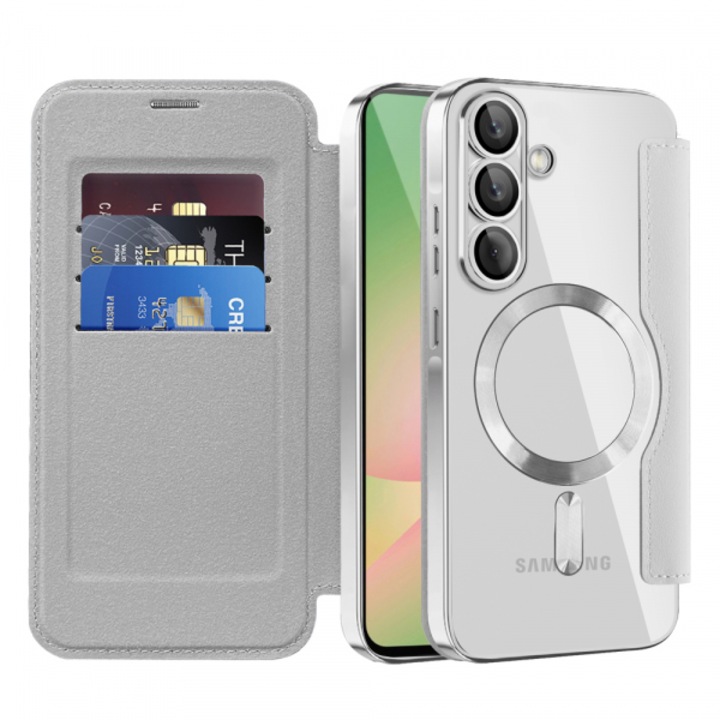 Husa MagSafe pentru Samsung Galaxy A56 A566, SmartMag Book, Gri