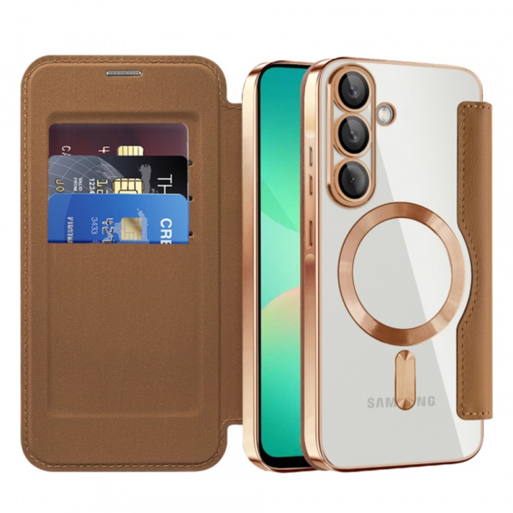 Калъф MagSafe за Samsung Galaxy A26 A266, SmartMag Book, Кафяв