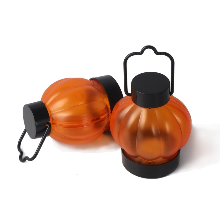 Set 6 lumanari LED dovleac, decorare Halloween, culoare portocalie, dimensiune 4.6x7.5cm