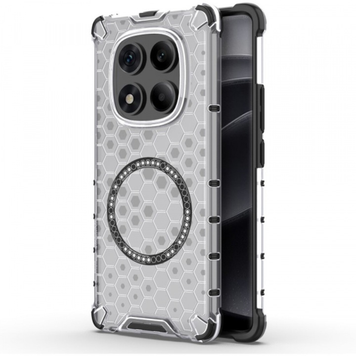 Husa MagSafe pentru Xiaomi Redmi Note 14 Pro 4G, HoneyComb Shield, Alba
