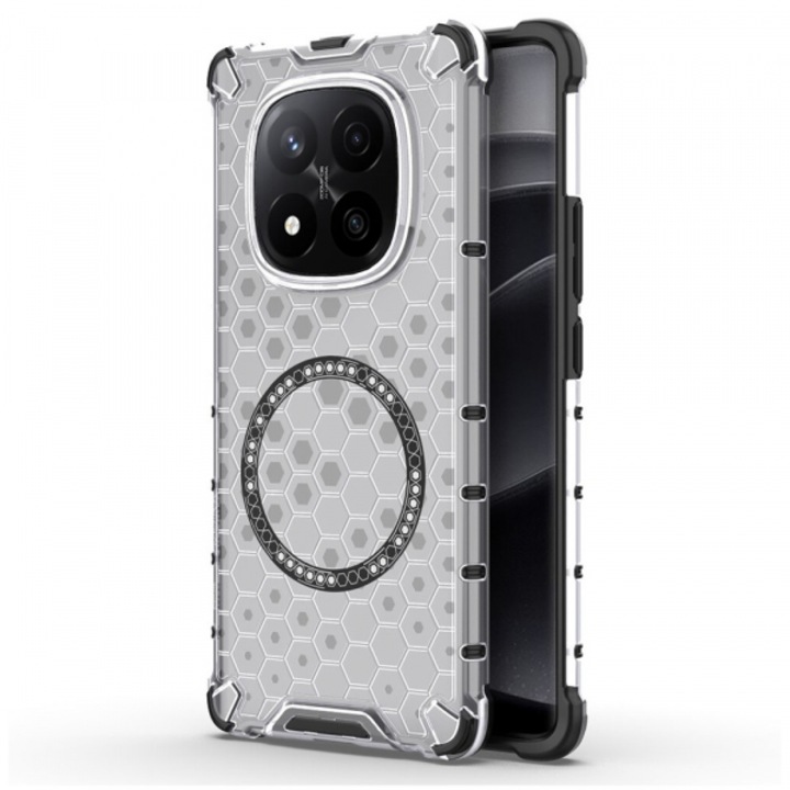 Husa MagSafe pentru Xiaomi Redmi Note 14 Pro+ 5G, HoneyComb Shield, Alba