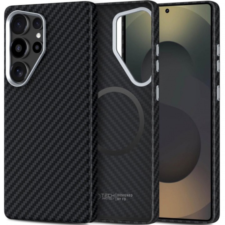 Husa MagSafe pentru Samsung Galaxy S25 Ultra S938, Tech-Protect, Ion Carbon, Neagra