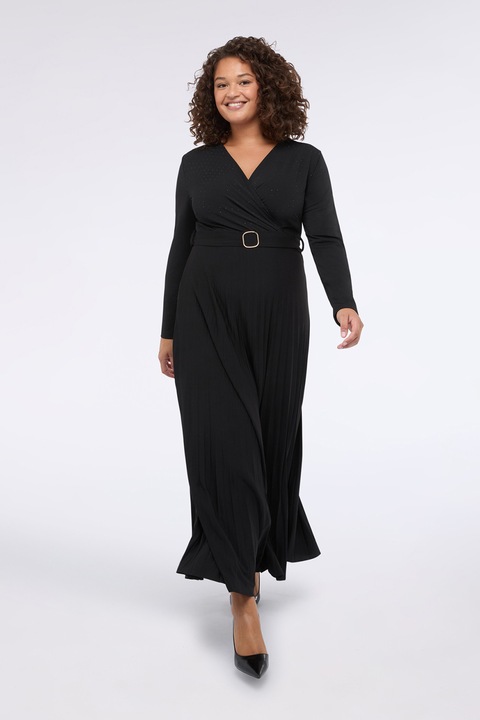 FIORELLA RUBINO, Rochie maxi cu pliuri, Negru, L