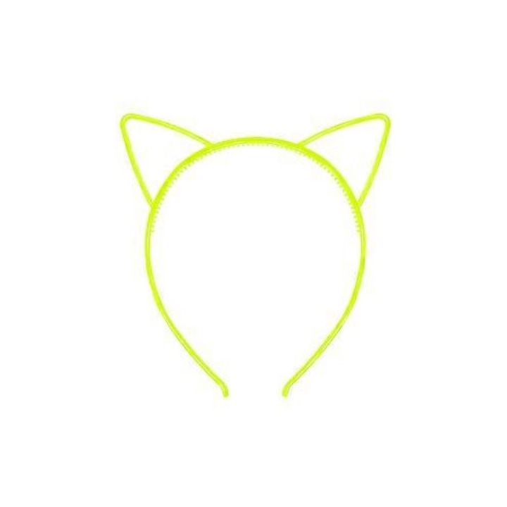 Светеща лента за глава с котешки уши, жълта, 12х14см
