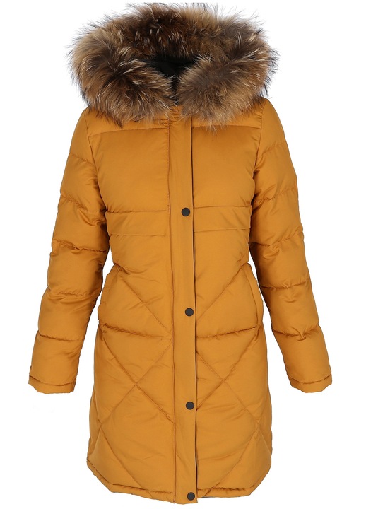 Parka pentru femei, Perso, reversibila, cu poliester, Negru/Galben