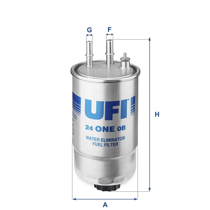 Filtru combustibil UFI pentru Fiat Ducato, 195x85mm, port 9,5mm, set