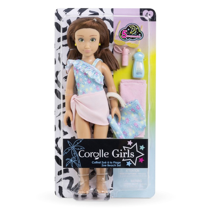 Set plajă papusa Zoe, Simba, 28cm, cu accesorii multifuncționale