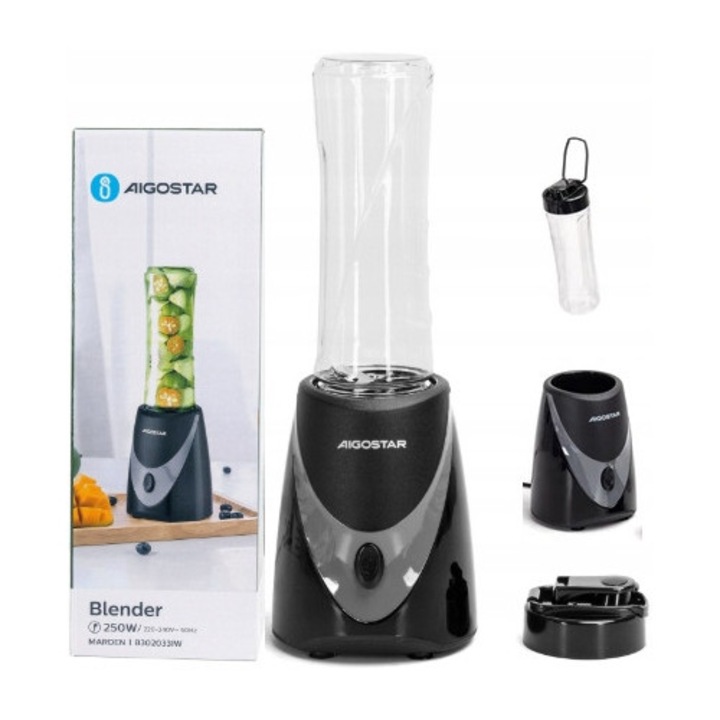 Aigostar 250W sportturmixgép, 0,5L, BPA-mentes, fekete