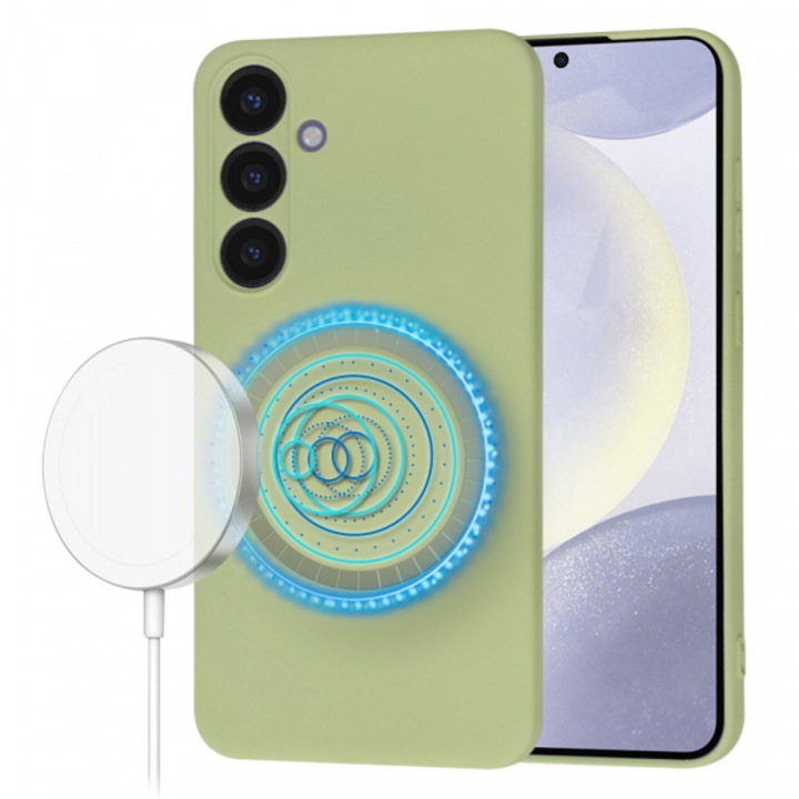 Husa MagSafe pentru Samsung Galaxy S24+ S926, SoftFlex, Verde Deschis