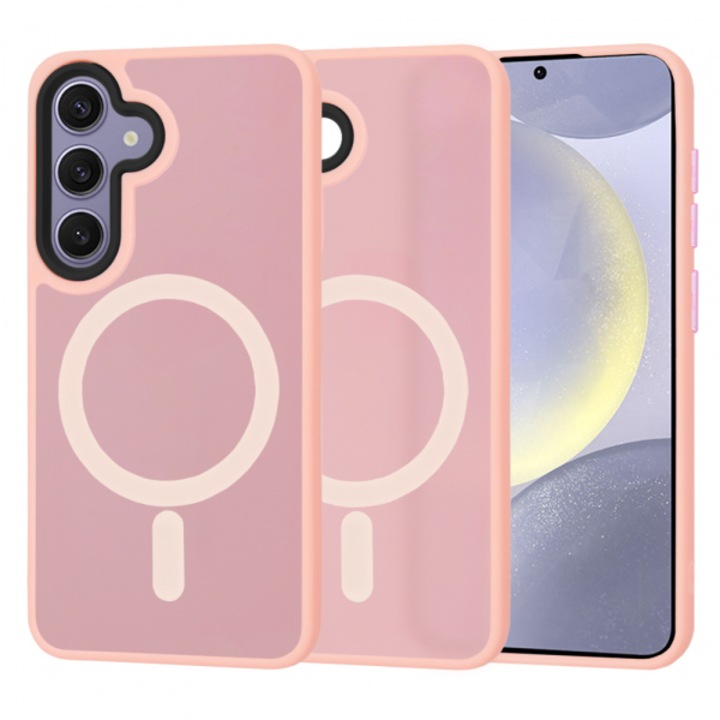 Husa MagSafe pentru Samsung Galaxy S24+ S926, HaloFrost, Roz