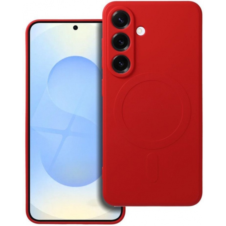 Husa MagSafe pentru Samsung Galaxy S25 Edge S937, Silicone Mag, Rosie