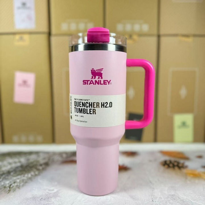 Stanley termosz, rozsdamentes acél, nagy kapacitású, flamingo, 40oz