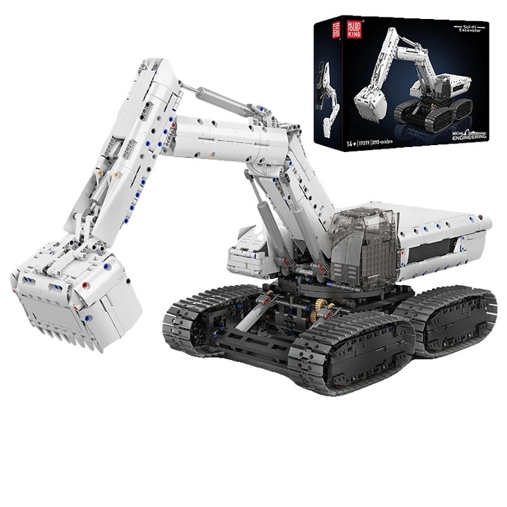 Комплект за конструиране, Mould King, модел багер, дистанционно управление, моторизирано движение, 72.5x28.4см