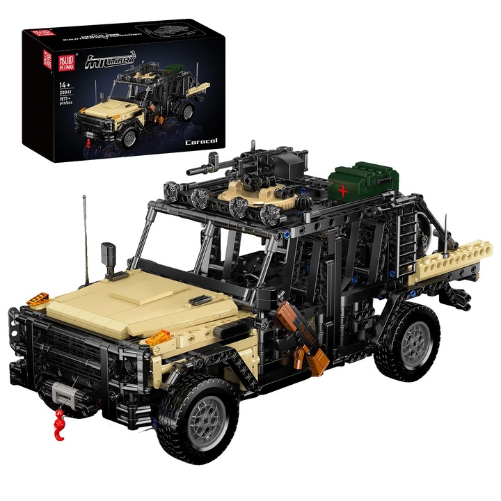 Set de constructie, 1500+ caramizi modulare, operare cu telecomanda, culoare khaki