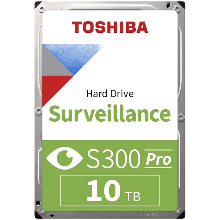 Твърд диск 3.5'' Toshiba S300 Pro 10TB, 7200RPM, 512MB, за наблюдение